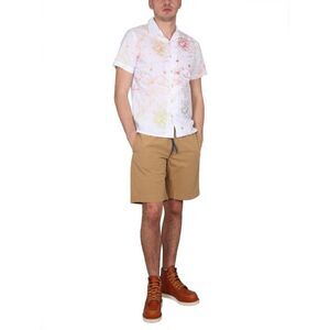 PS PAUL SMITH Men's Short Sleeve Printed Camp Shirt Men Beige Pants